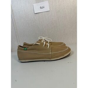 Sanuk Mens KNOCK OUT NATURAL WASHED Lace Up Casual Boat Shoe size 12